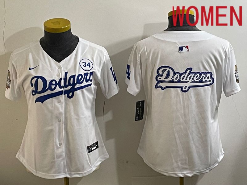 Women Los Angeles Dodgers Blank White Game 2024 Nike MLB Jersey style 11214